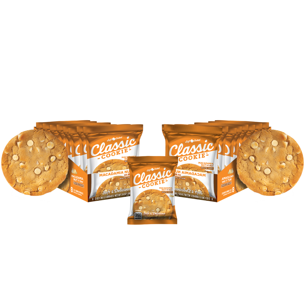 Classic Cookie Soft Baked Macadamia Nut Cookies made with Hershey's® White Chocolate Chips, 2 Boxes, 16 Individually Wrapped Cookies