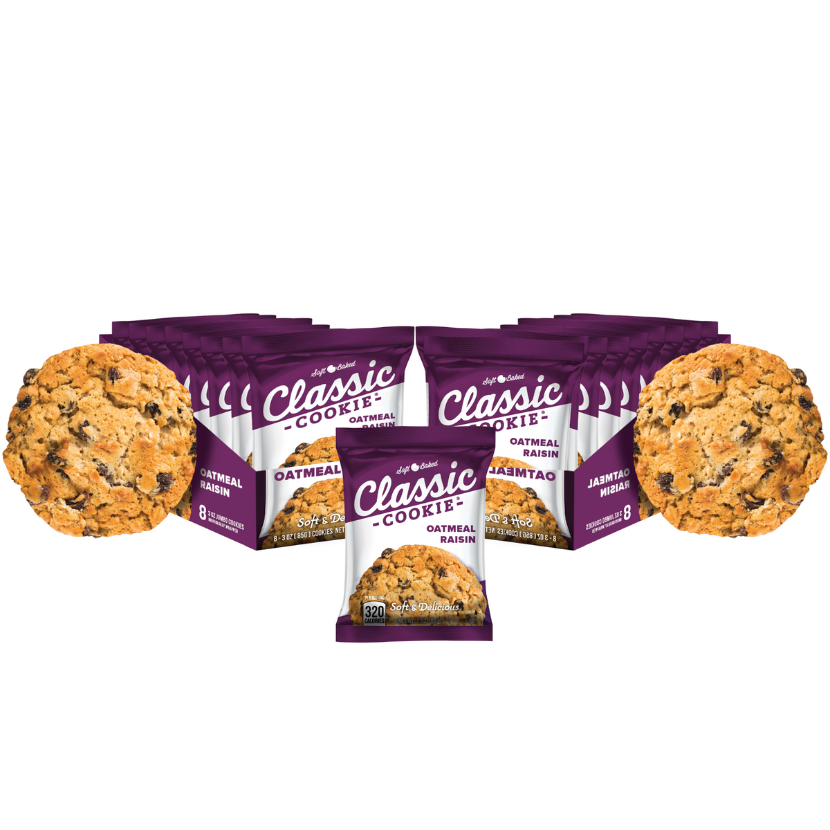 Classic Cookie Soft Baked Oatmeal Raisin Cookies, 2 Boxes, 16 Individually Wrapped Cookies