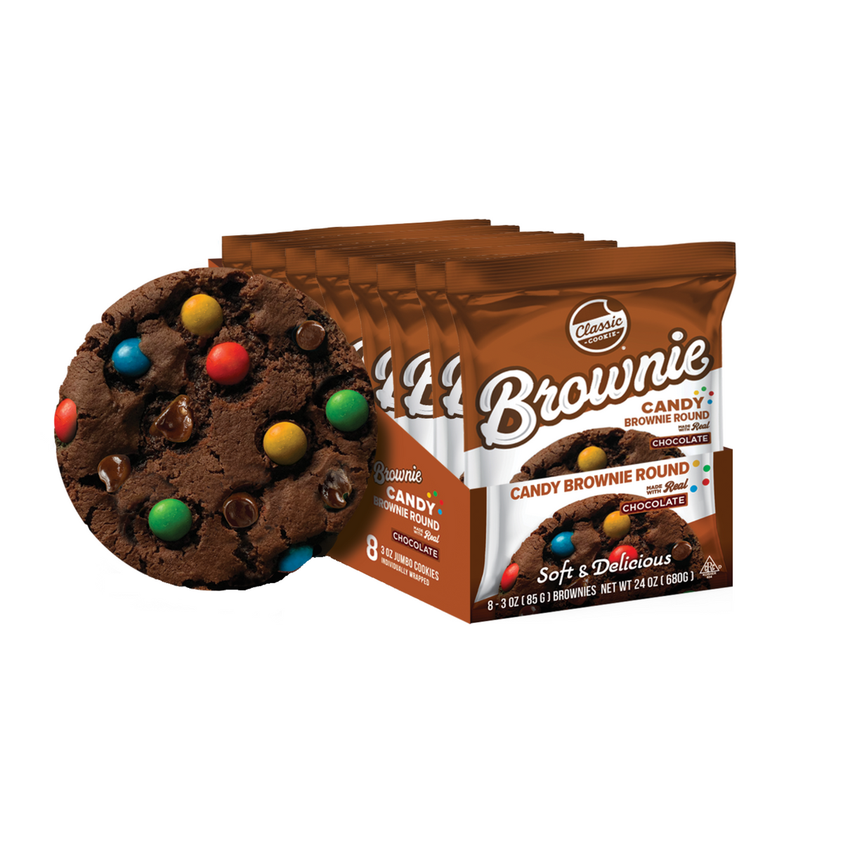 Classic Cookie Soft Baked Brownie Rounds made with Chocolate Candies