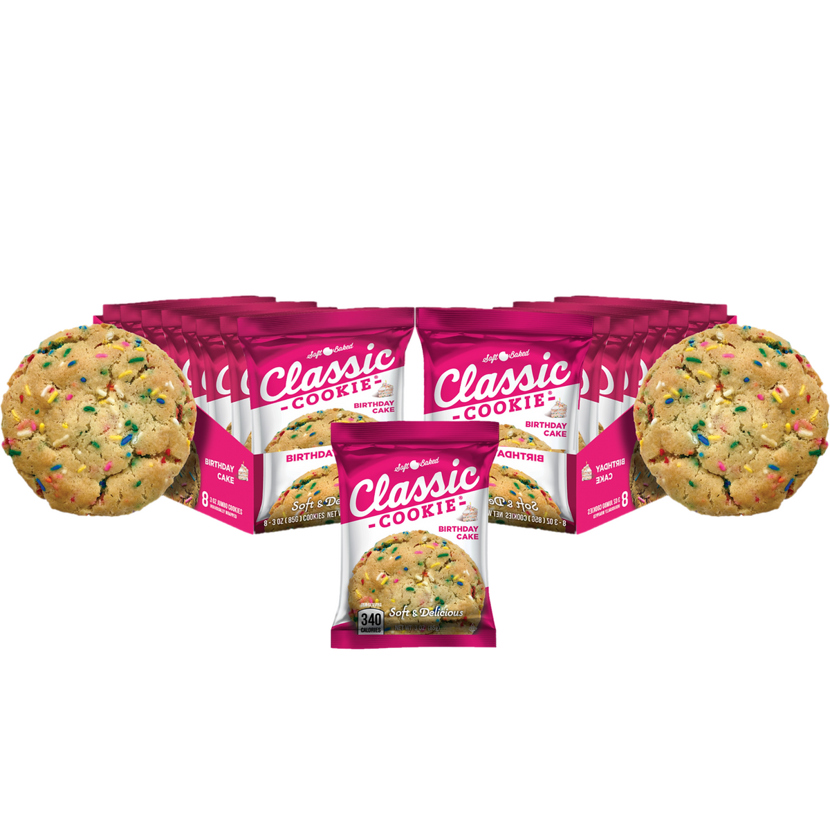 Classic Cookie Soft Baked Birthday Cake, 2 Boxes, 16 Individually Wrapped Cookies (2pk)
