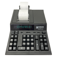 Monroe 2020PlusX 12-Digit Medium-Duty Accounting Desktop Printing Calculator With Large Display (Black)