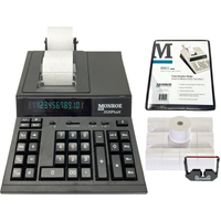 Monroe 2020PlusX Bundle - Includes (1) 2020PlusX Medium-Duty Printing Calculator with a Foam Elevation Wedge, (6) M33X Ribbon Cartridges, and (12) Premium Paper Rolls (Black Bundle)