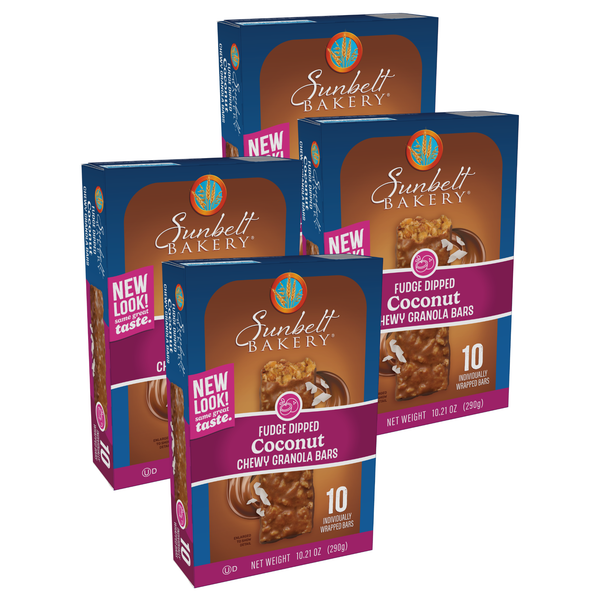 Sunbelt Bakery Fudge Dipped Coconut Granola Bars, 4 Box
