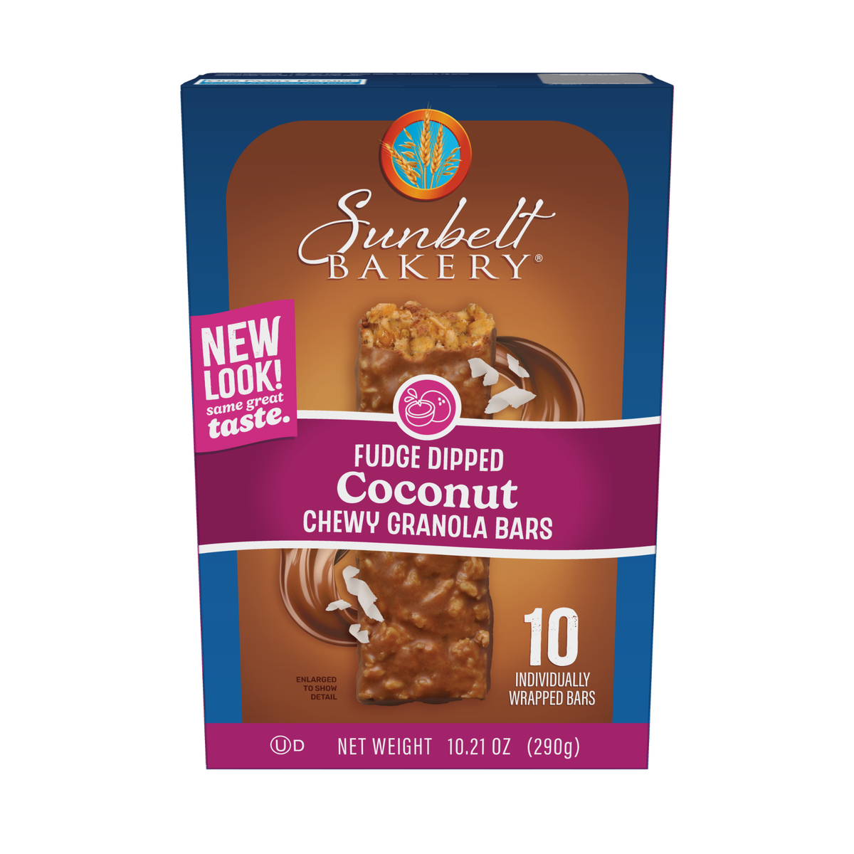 Sunbelt Bakery Fudge Dipped Coconut Chewy Granola Bars (Front View)