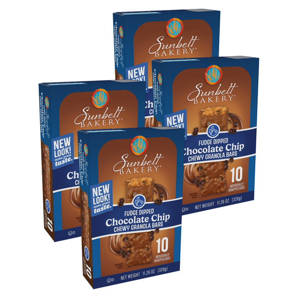 Sunbelt Bakery Fudge Dipped Chocolate Chip Granola Bars, 4 Box Bundle