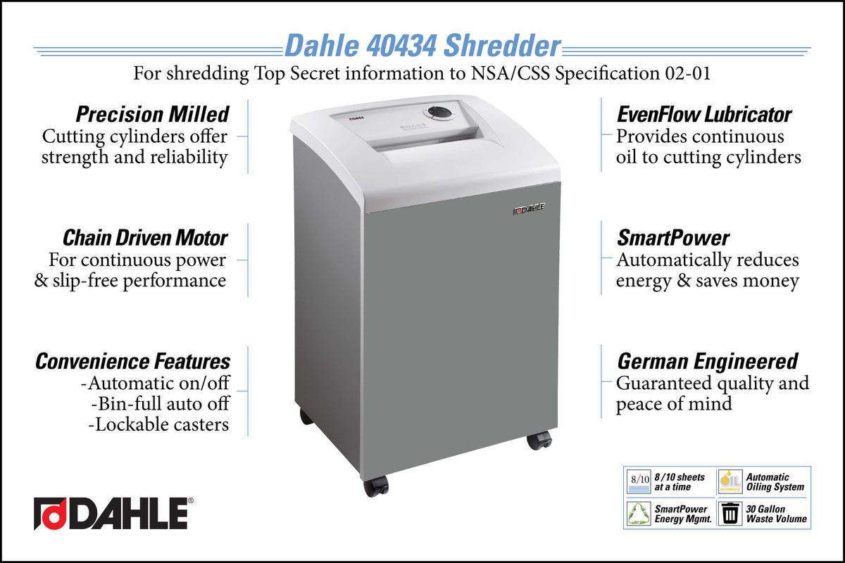Dahle 40434 High Security Paper Shredder, Extreme Cross Cut