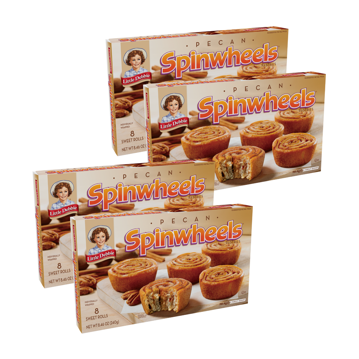 Little Debbie Pecan Spinwheels, 4 Box Bundle