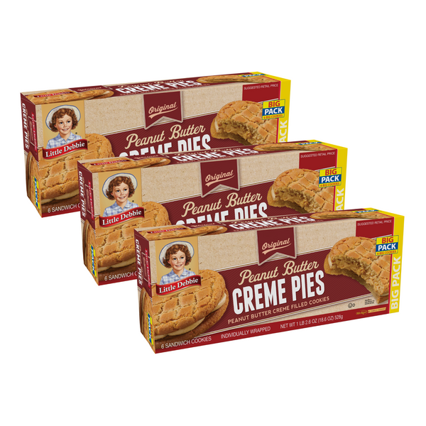 Little Debbie Peanut Butter Creme Pies Big Pack, 3 Box Bundle