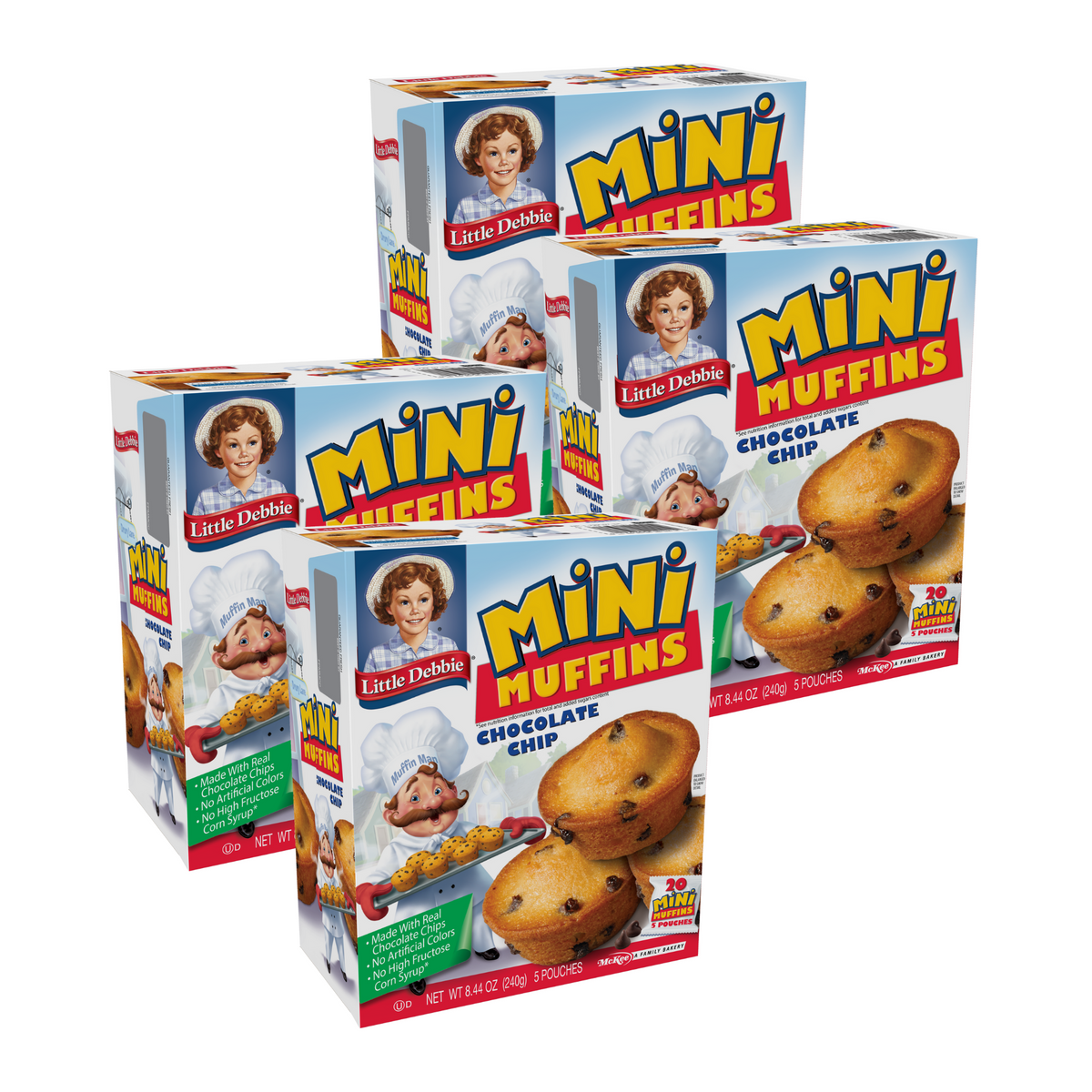 Little Debbie Chocolate Chip Mini Muffins, 4 Box Bundle