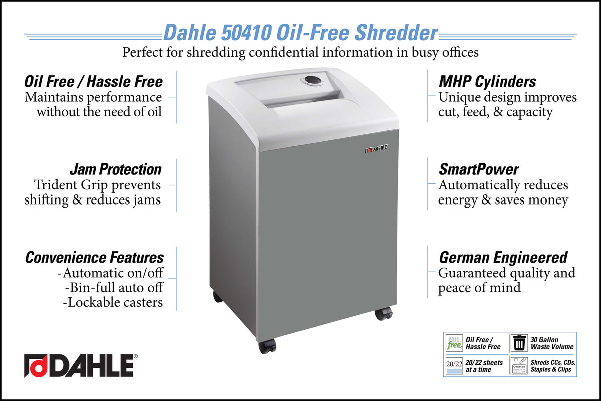 Dahle 50410 Oil-Free Paper Shredder, Office