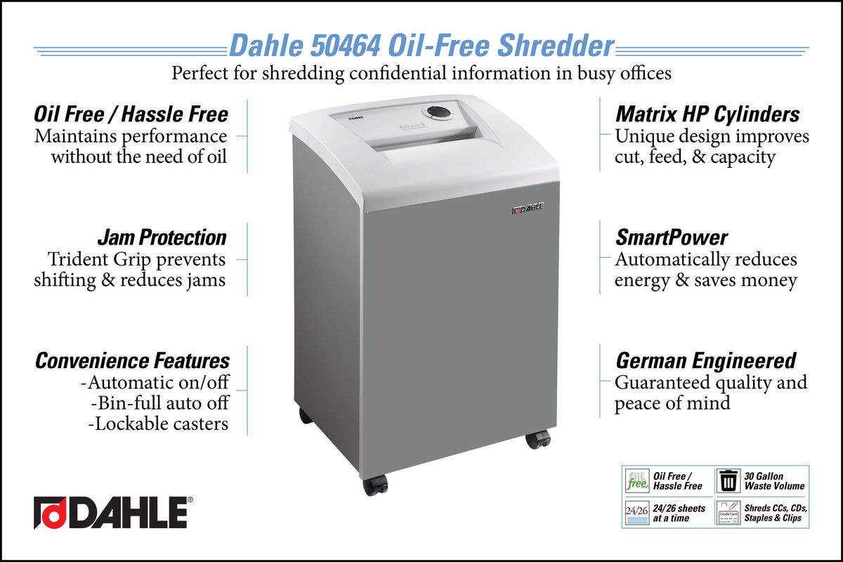 Dahle 50464 Oil-Free Paper Shredder, Office