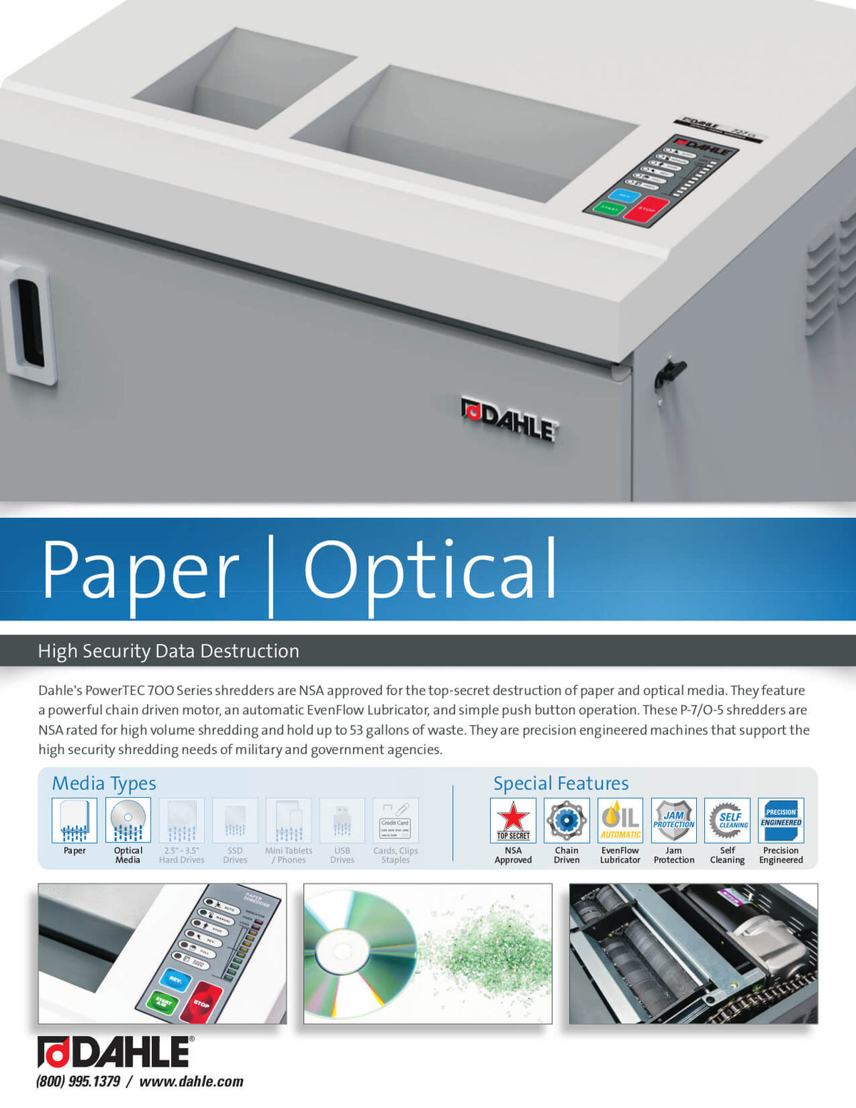 Dahle 727 CS Paper/Optical Media Shredder