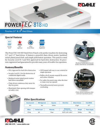Dahle 818 HD Hard Drive Punch