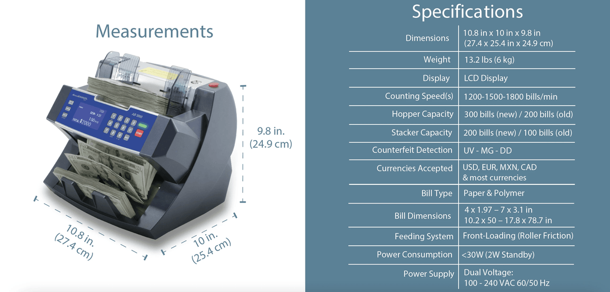 AccuBANKER AB5800 Bank Grade Batch Value Bill Counter