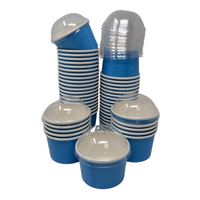 Delightful Packaging 4 Ounce Ice Cream Cups (Blue Cup Stacks With Lids)