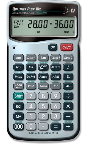 Front face of Calculated Industries Qualifier Plus IIIx calculator