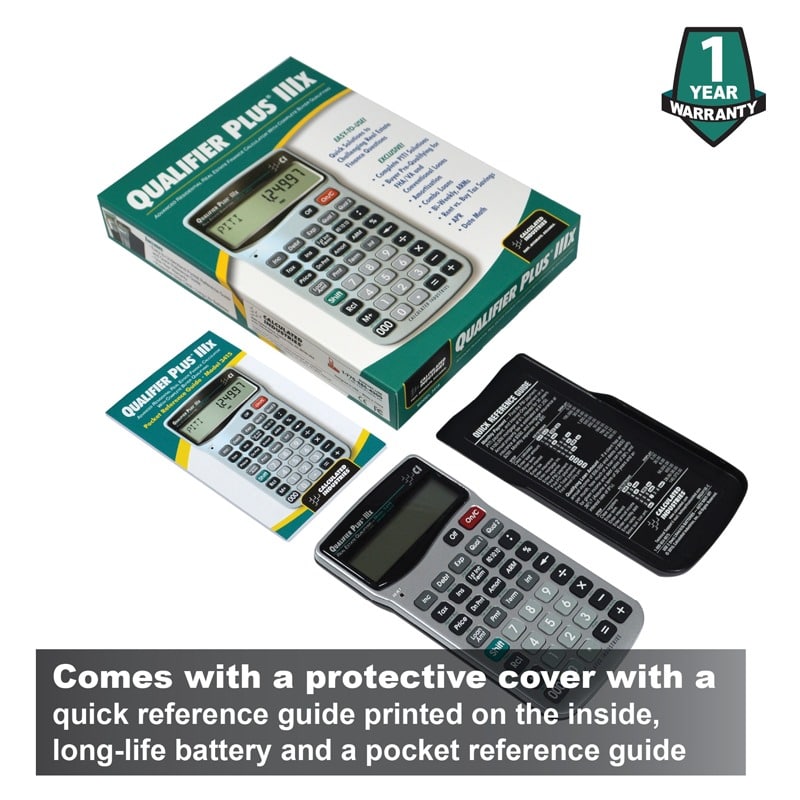 Comes with a protective cover with a quick reference guide printed on the inside, long-life battery and a pocket reference guide