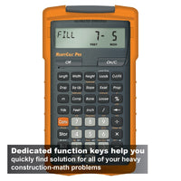 Dedicated function keys help you quickly find solution for all of your heavy construction-math problems