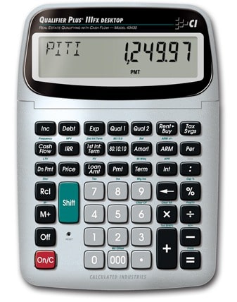 Front face of Calculated Industries Qualifier Plus IIIfx Desktop calculator