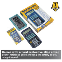 Comes with a hard protective slide cover, pocket reference guide and long-life battery so you can  get to work
