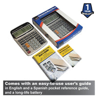 Comes with easy-to-use user's guide in English and a Spanish picket refence guide, and a long-life battery