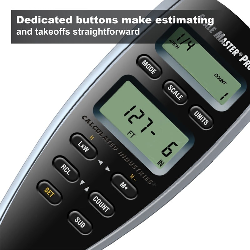 Dedicated buttons make estimating and takeoffs straightforward