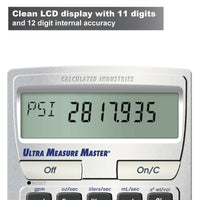 Clean LCD display with 11 digits and 12 digit internal accuracy