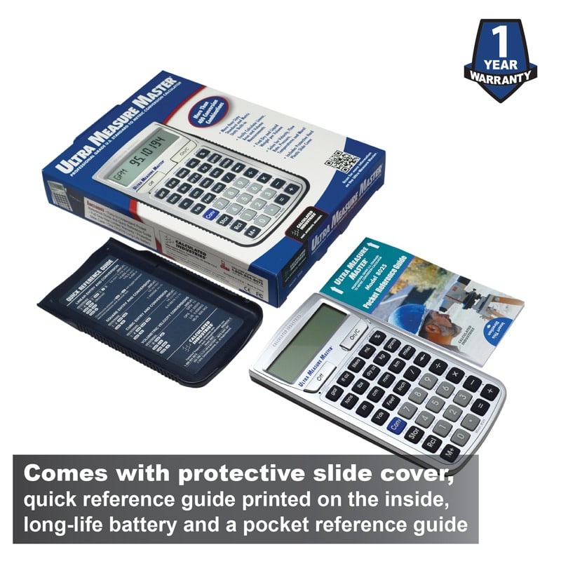 Comes with protective slide cover, quick reference guide printed on the inside, long-life battery and a pocket reference guide