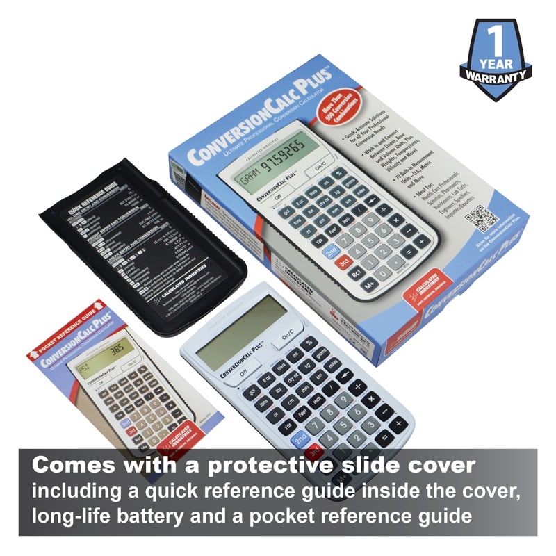Comes with a protective slide cover including a quick reference guide inside the cover, long-life battery and a pocket reference guide