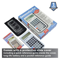 Comes with a protective slide cover including a quick reference guide inside the cover, long-life battery and a pocket reference guide
