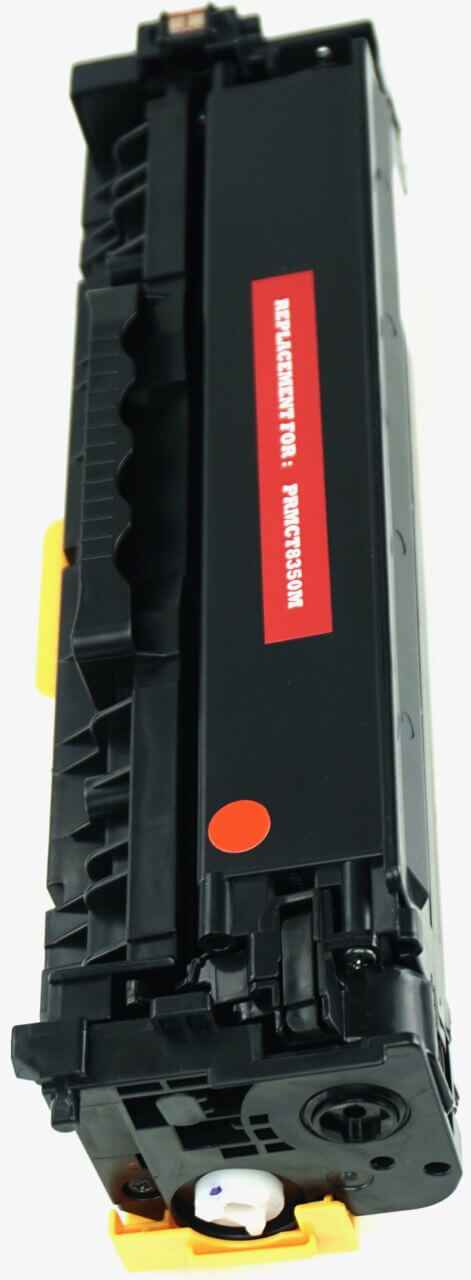 This is the left side view of the Canon 118 magenta replacement laserjet toner cartridge by NXT Premium toner