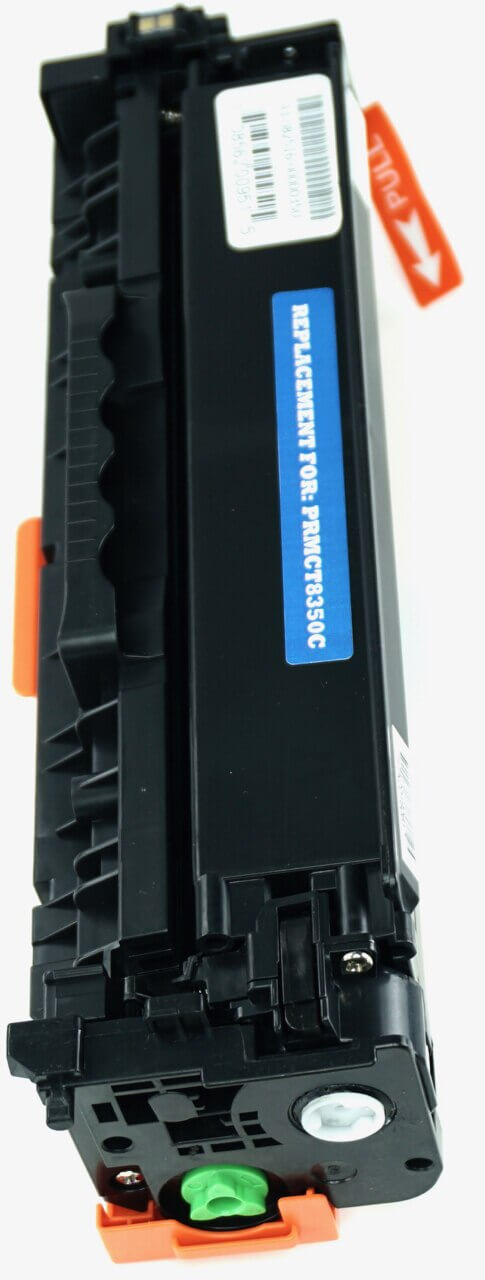 This is the left side view of the Canon 118 cyan replacement laserjet toner cartridge by NXT Premium toner