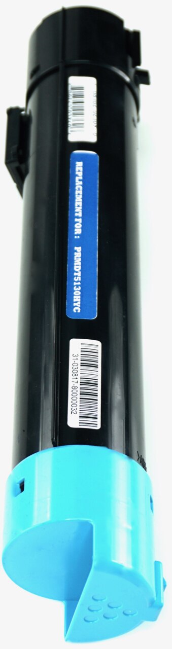 This is the left side view of the Dell P614N cyan replacement laserjet toner cartridge by NXT Premium toner