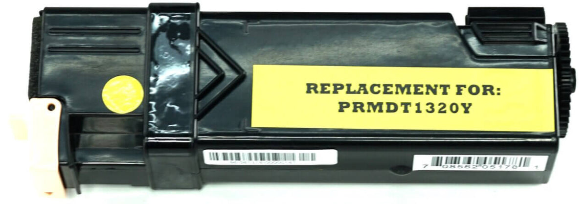 This is the front view of the Dell KU054 yellow replacement laserjet toner cartridge by NXT Premium toner