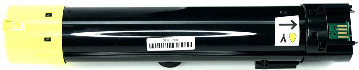 This is the back view of the Dell T222N yellow replacement laserjet toner cartridge by NXT Premium toner