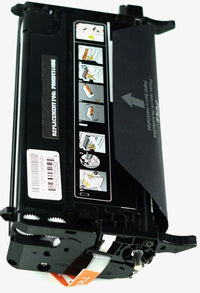 This is the left side view of the Dell PF030 black replacement laserjet toner cartridge by NXT Premium toner