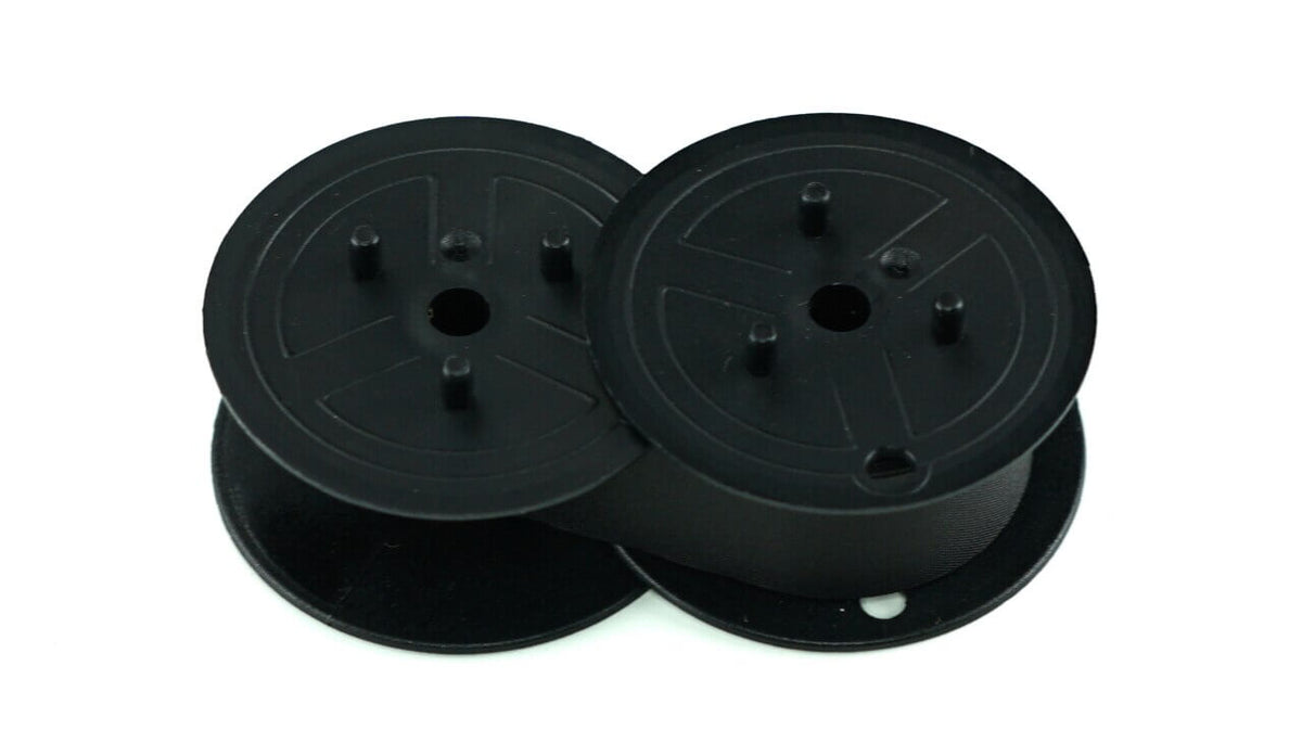 Front view of GRC E201 black TWO-SPOOL UNIVERSAL PRINTING CALCULATOR RIBBONS (C-WIND)