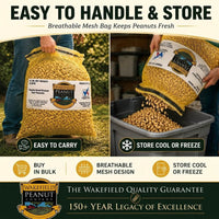 Wakefield Virginia Peanuts 25 lb animal peanuts with easy carry, storage, and cool dry storage instructions