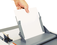 Optional multi-sheet feeder allows up to 4 stapled or unstapled sheets to be folded at one time