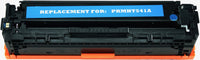 This is the front view of the Hewlett Packard 125A cyan replacement laserjet toner cartridge by NXT Premium toner