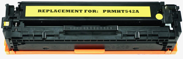 This is the front view of the Hewlett Packard 125A yellow replacement laserjet toner cartridge by NXT Premium toner