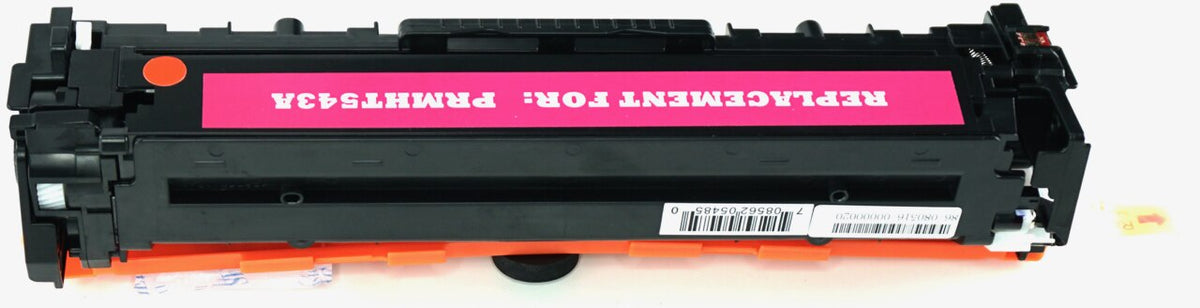 This is the back view of the Hewlett Packard 125A yellow replacement laserjet toner cartridge by NXT Premium toner