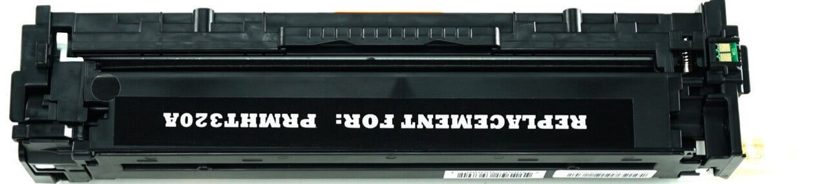 This is the back view of the Hewlett Packard 128A black replacement laserjet toner cartridge by NXT Premium toner