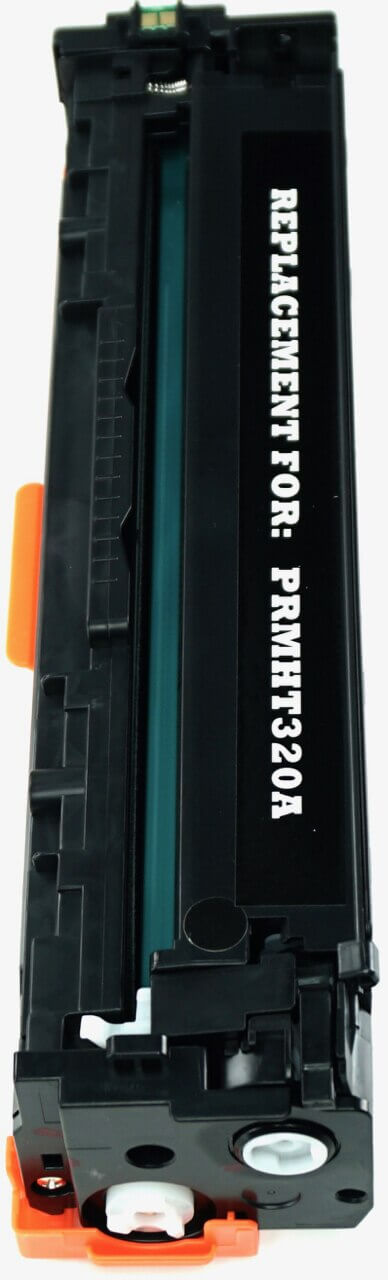 This is the left side view of the Hewlett Packard 128A black replacement laserjet toner cartridge by NXT Premium toner