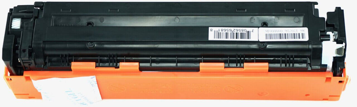 This is the back view of the Hewlett Packard 128A cyan replacement laserjet toner cartridge by NXT Premium toner