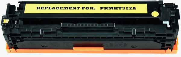 This is the front view of the Hewlett Packard 128A yellow replacement laserjet toner cartridge by NXT Premium toner