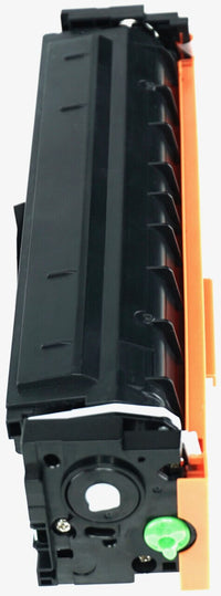 This is the left side view of the Hewlett Packard 201X black replacement laserjet toner cartridge by NXT Premium toner