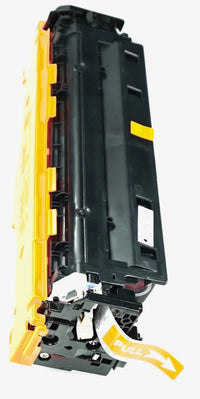 This is the side view of the Hewlett Packard 304A magenta replacement laserjet toner cartridge by NXT Premium toner