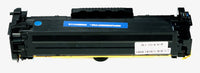 This is the back view of the Hewlett Packard 305A Cyan replacement laserjet toner cartridge by NXT Premium toner