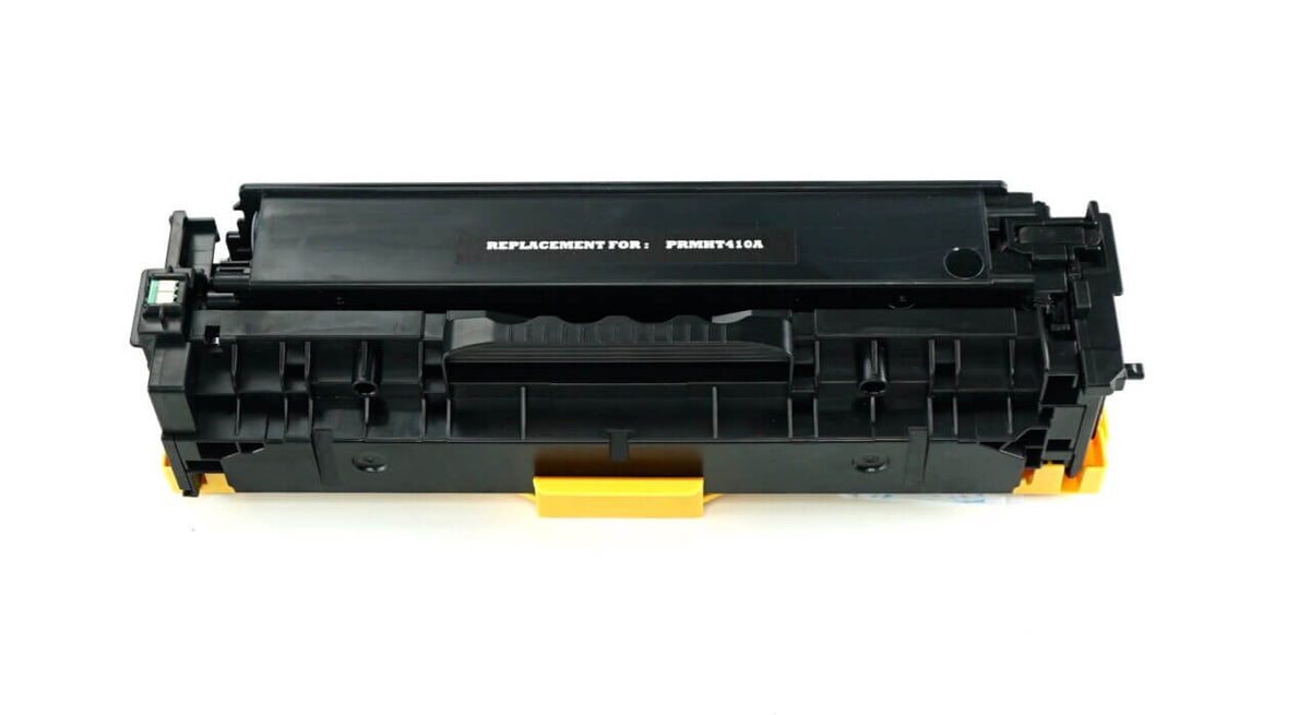 This is the front view of the Hewlett Packard 305A black replacement laserjet toner cartridge by NXT Premium toner